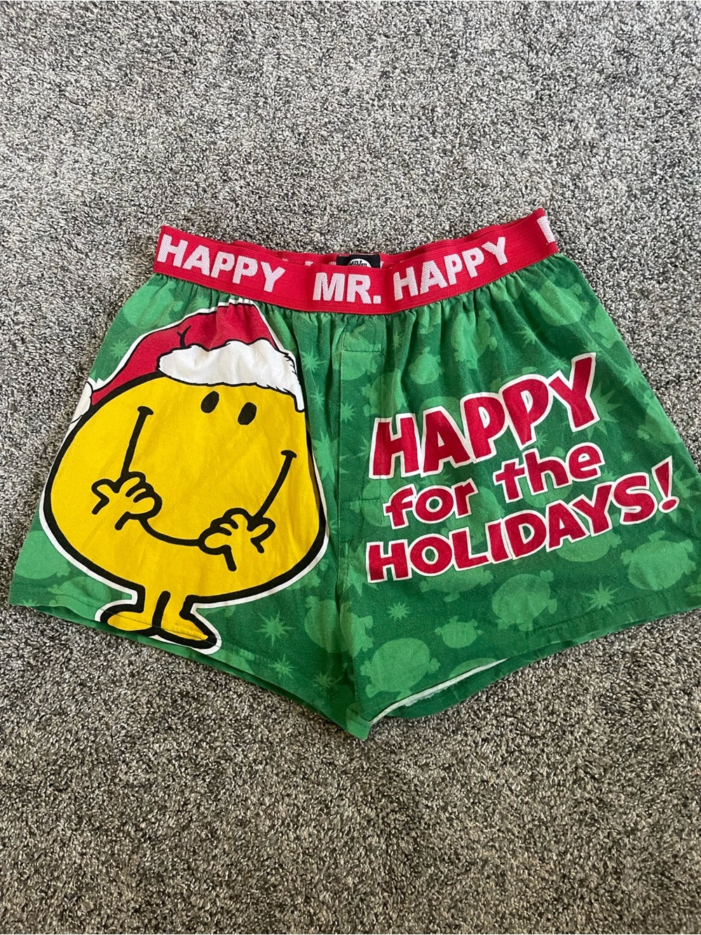 Mr. Happy Holiday Green Boxer Shorts